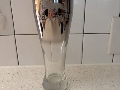 Vintage MGM Grand Las Vegas Metallic Silver Silvered Pilsner Beer Glass Souvenir G Rand Hurricane glass