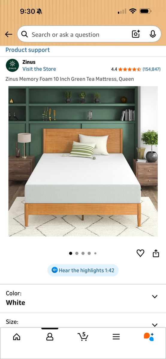 Zinus Memory Foam 10 Mattress W/ Bedframe