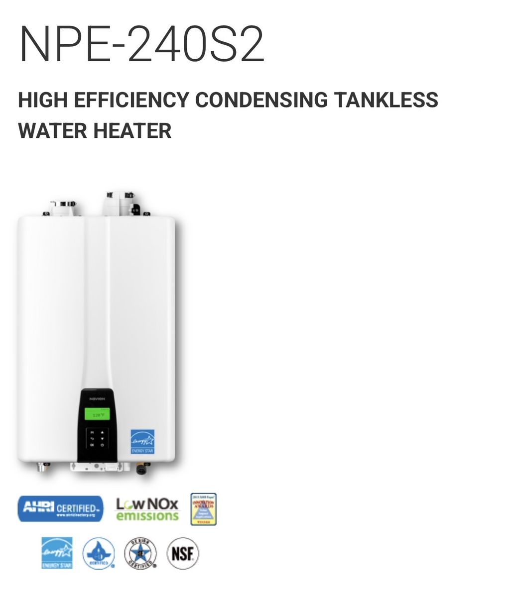 $300 LESS THAN RETAIL! BRAND NEW IN BOX Navien 199,000 BTU, 11.2 GPM Tankless Water Heater