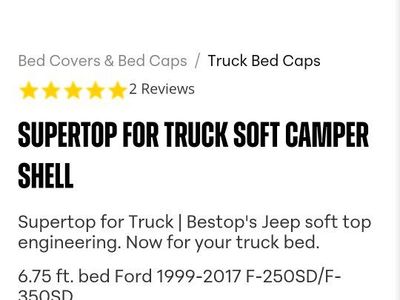 Bestop Supertop Soft Camper Shell for 1999-2017 Ford F-250SD/F-350SD 6.75ft Bed