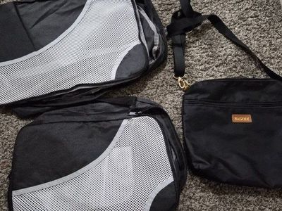 New Bagodi 3-Piece Black Travel Organizer Set with Crossbody toiletry Bag & Mesh Packing Cubes