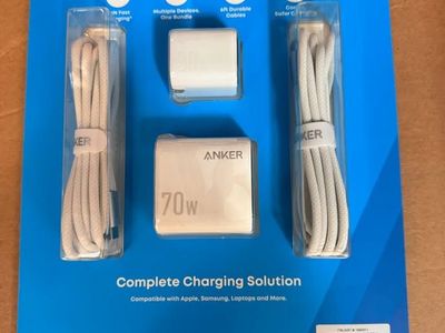 Brand new Anker 70w & 30w GaN Chargers + 2USB C Cables.
