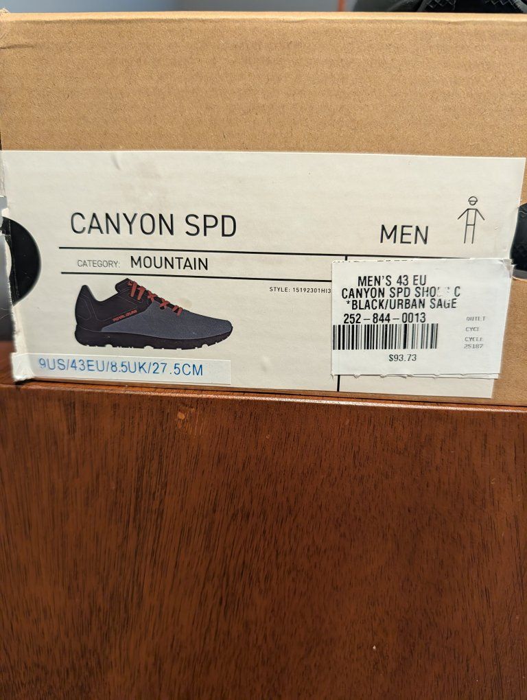 Pearl Izumi Men's Canyon SPD Mountain Cycling Shoes - Black/Urban Sage - Size 9 US / 43 EU