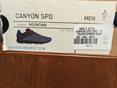 Pearl Izumi Men's Canyon SPD Mountain Cycling Shoes - Black/Urban Sage - Size 9 US / 43 EU