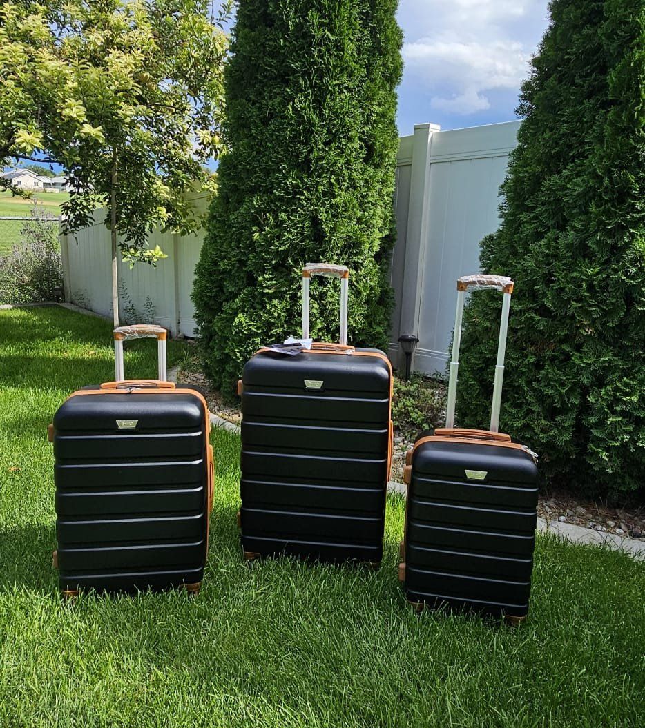 COOLIFE 3-Piece Luggage Set 20" 24" 28" – Apricot Black 3 in 1 #559