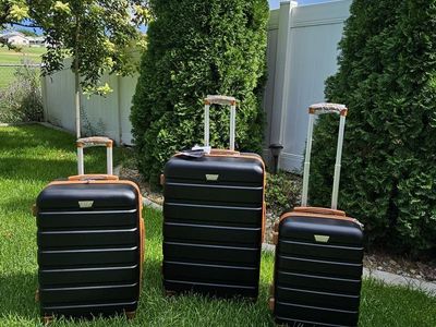 COOLIFE 3-Piece Luggage Set 20" 24" 28" – Apricot Black 3 in 1 #559