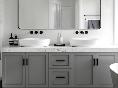 ANDY STAR Black Bathroom Mirrors for Over Sink, 30x55 Inch Matte Black Mirror for Bathroom, Rectangle Metal Vanity Mirror for Wa