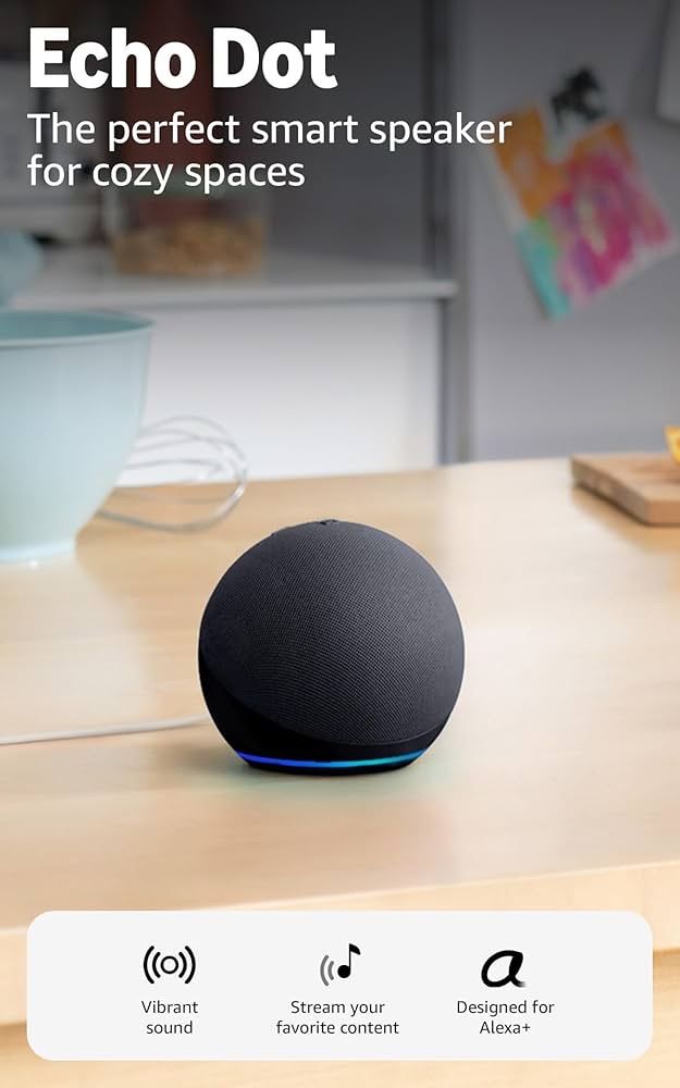 Amazon Echo Dot (4th Gen) Smart Speaker - Charcoal with Alexa, Vibrant Sound