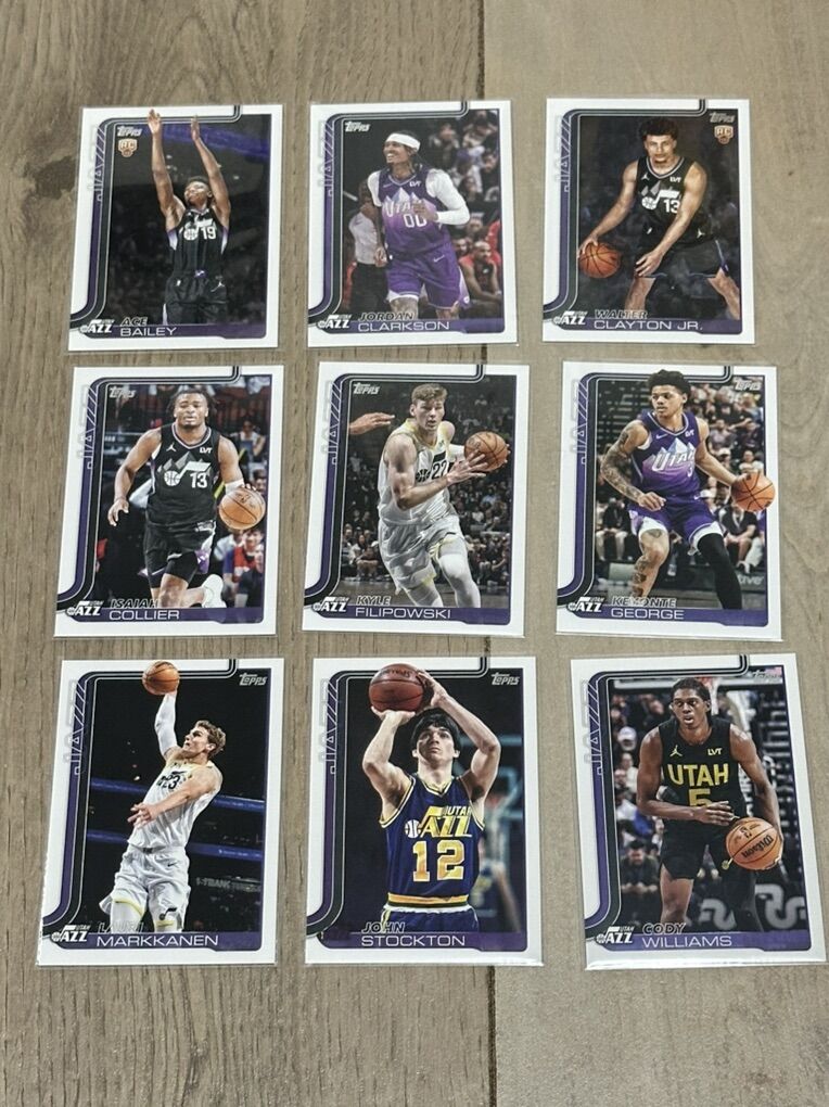 Utah Jazz 25-26Topps Flagship Team Set 9 Cards NBA