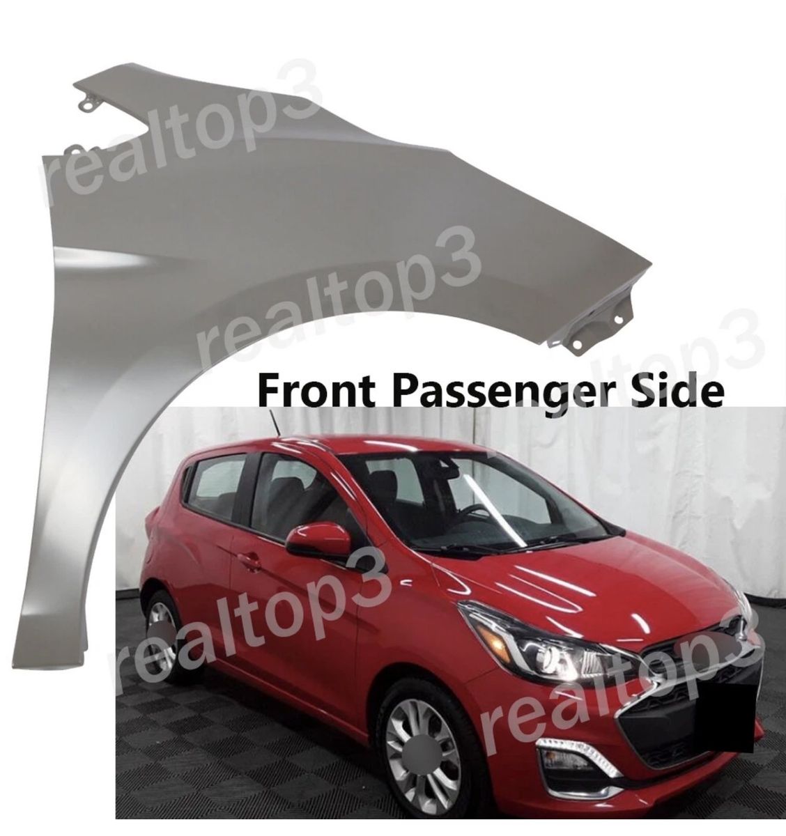 New Front Right Passenger Side Fender for Chevrolet Spark 2016-2022 RH Gray