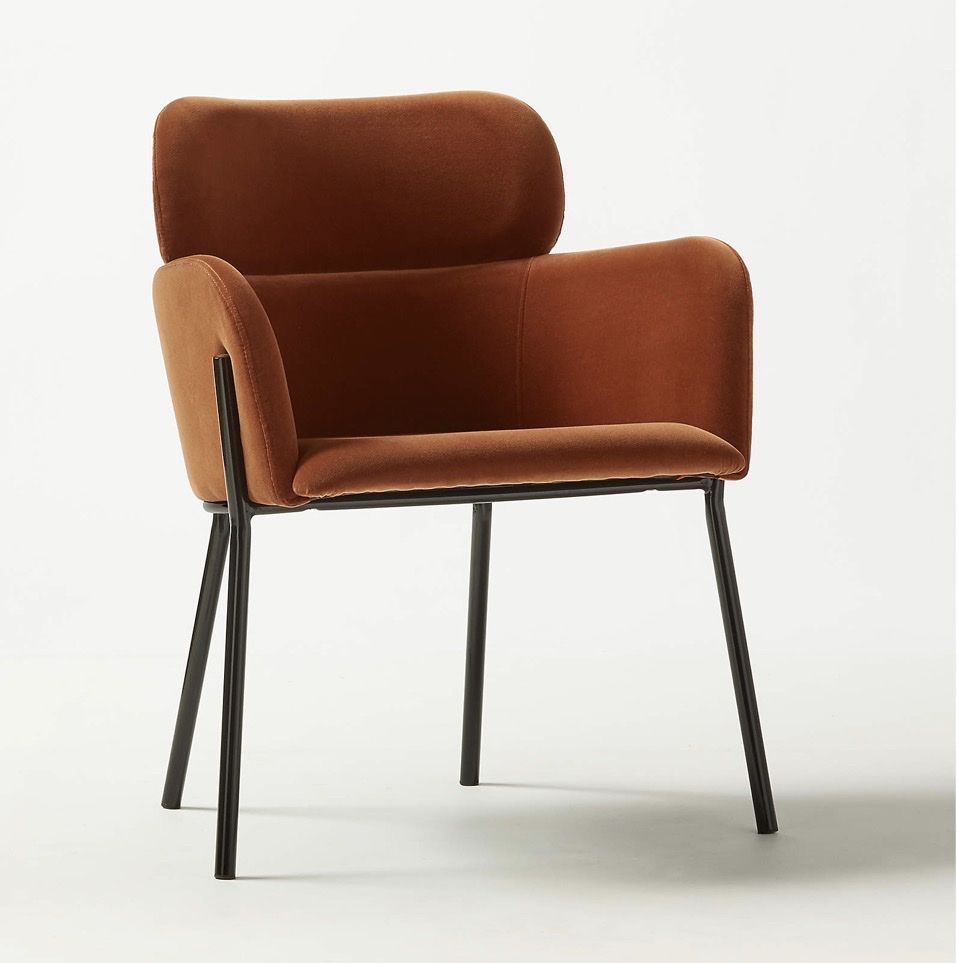 CB2 Azalea Brown Velvet Dining Armchairs - Set of 2