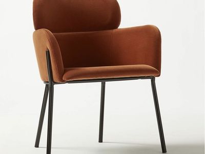 CB2 Azalea Brown Velvet Dining Armchairs - Set of 2