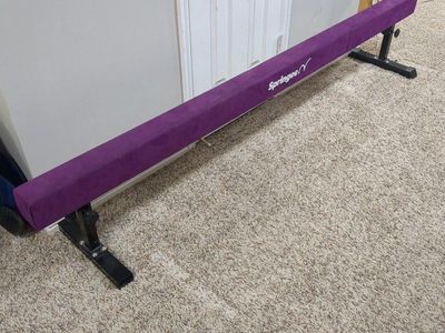 Springee Purple Gymnastics Balance Beam with Adjustable Height Stands