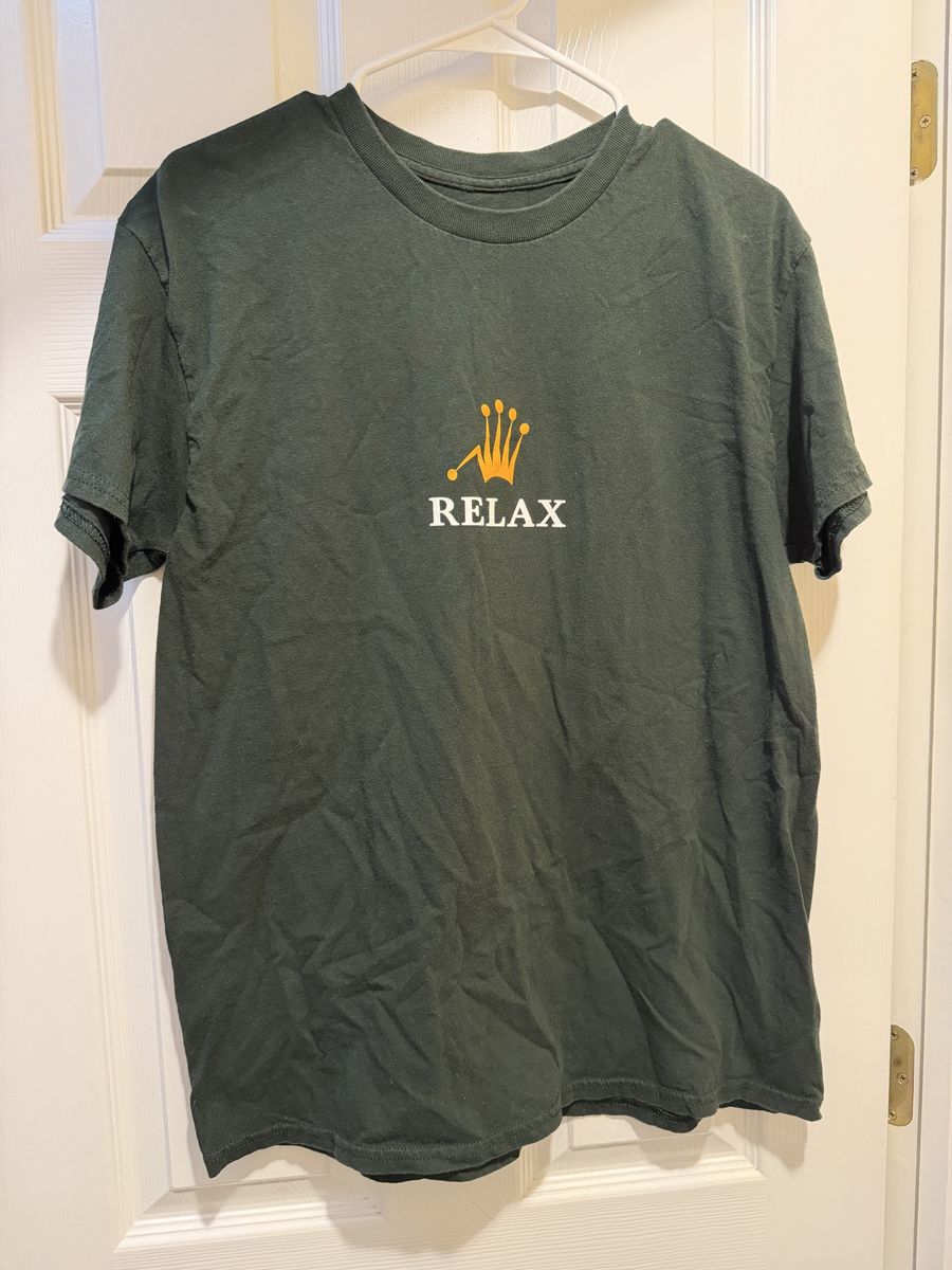 Relax Graphic T-Shirt Men's Green Crew Neck Short Sleeve Top