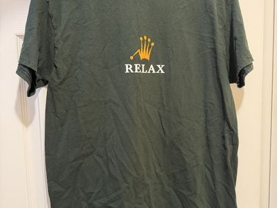 Relax Graphic T-Shirt Men's Green Crew Neck Short Sleeve Top