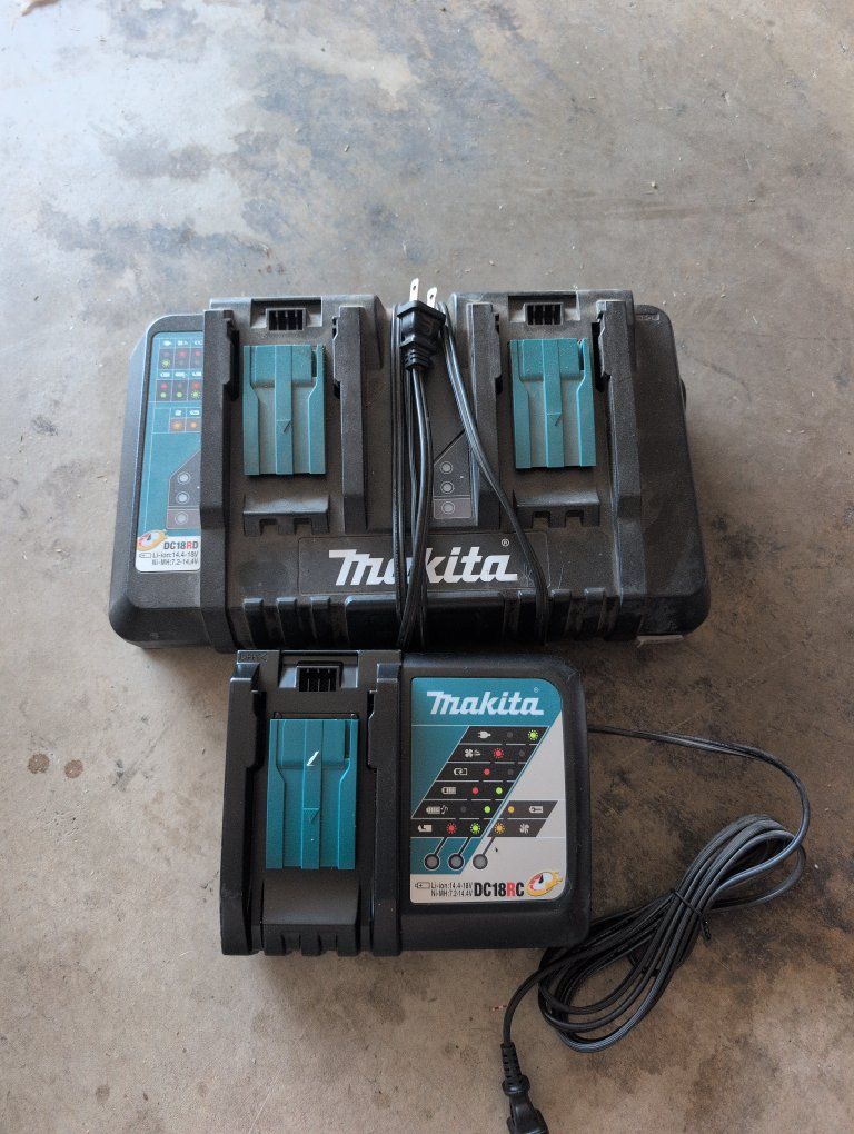 Makita 18V LXT Battery Chargers DC18RD Dual Port & DC18RC Single Port