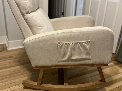 Modern Cream Upholstered Rocking Chair