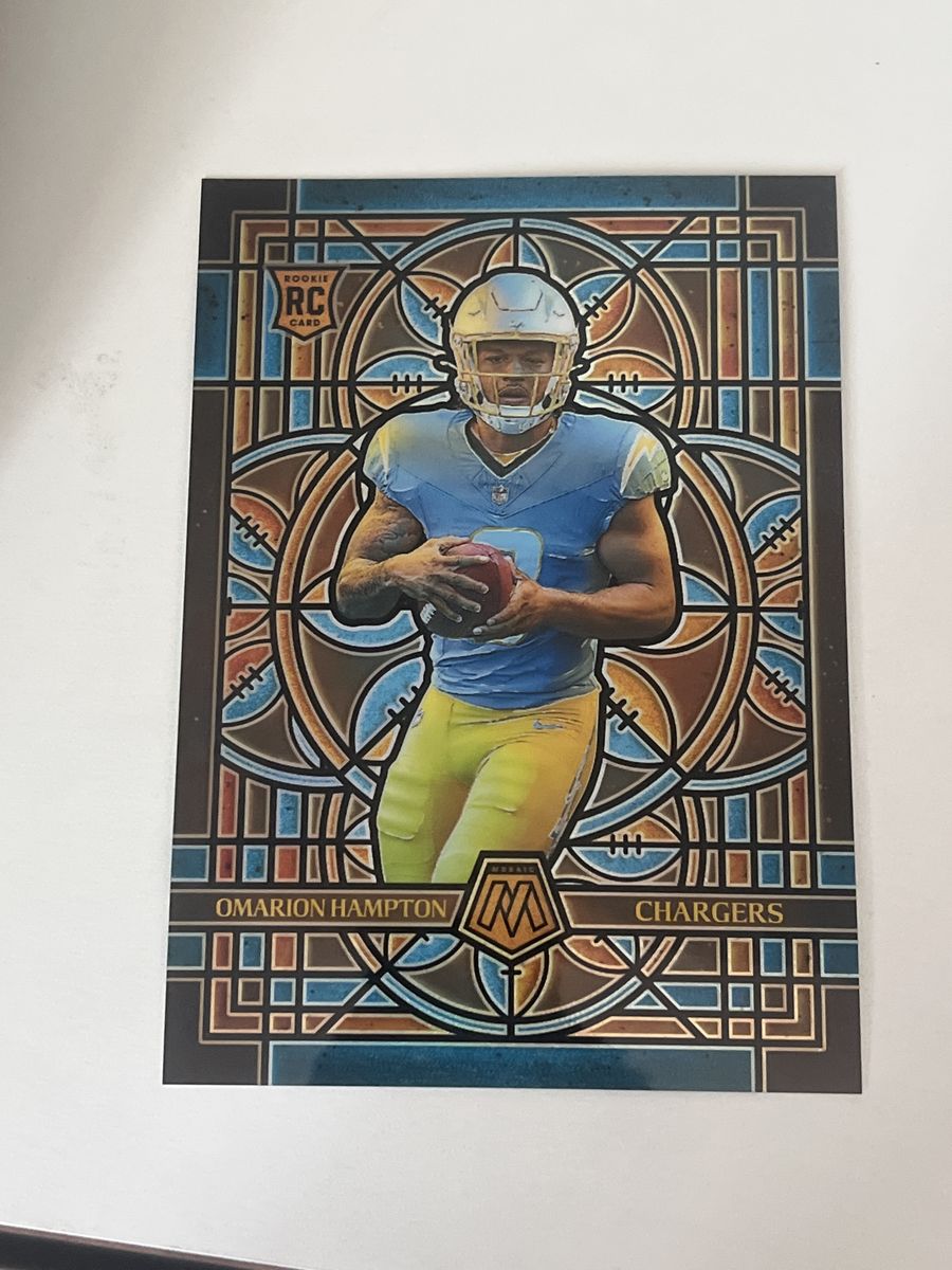 2025 Panini Mosaic Football Stained Glass Omarion Hampton Rookie Card RC #15 Chargers