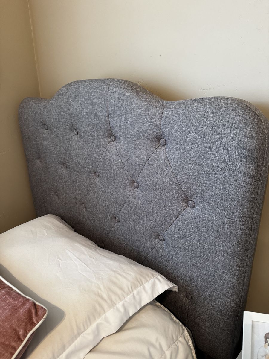 Beautiful Gray Headboard and Bed Frame-TWIN