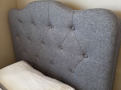 Beautiful Gray Headboard and Bed Frame-TWIN