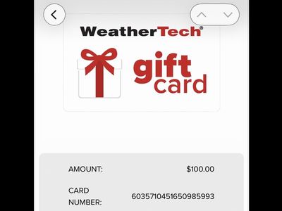 $100 WeatherTech e-Gift Card - Unused, Save on Car Accessories, Floor Liners & More!