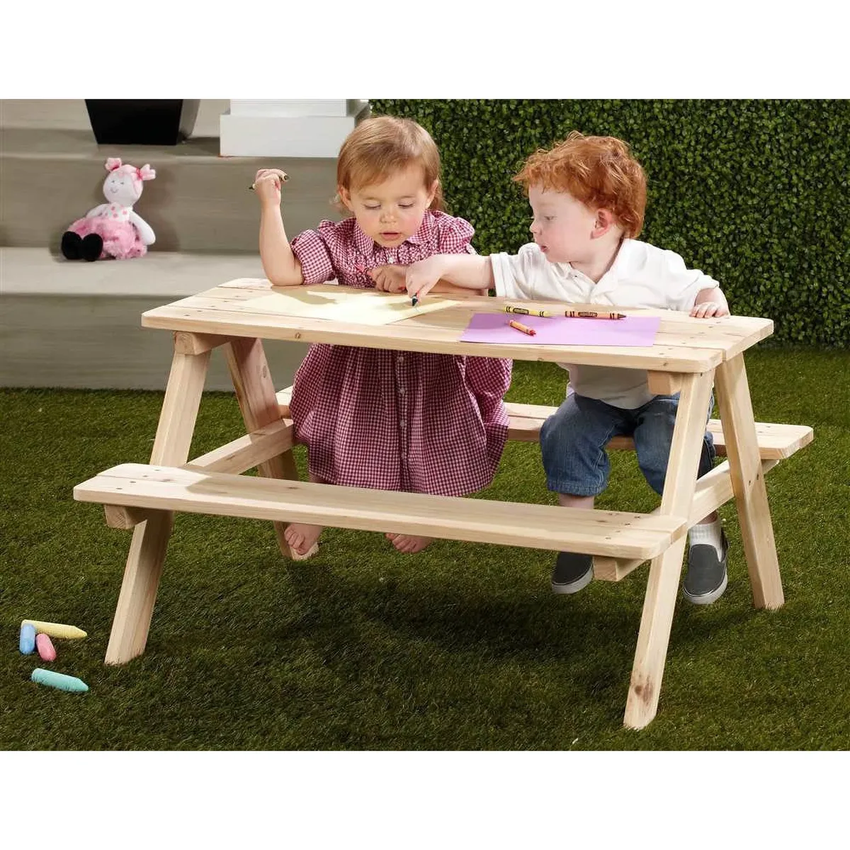 New Kids' Wooden Picnic Table,, Playground, patio. Backyard