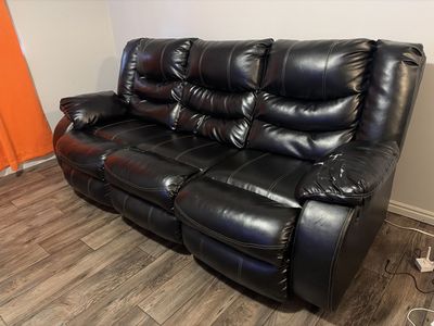 Leather Black Stitch Sofa Recliner