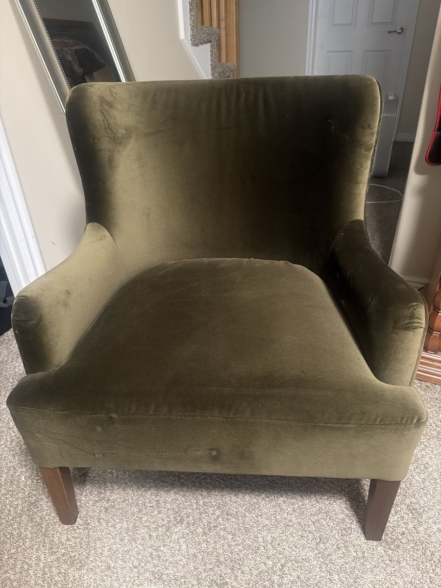 Green velvet side couch chair
