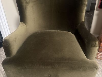 Green velvet side couch chair