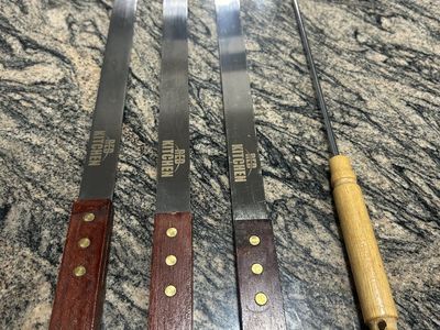 S/S Grilling Skewers w/wood handles & Fork