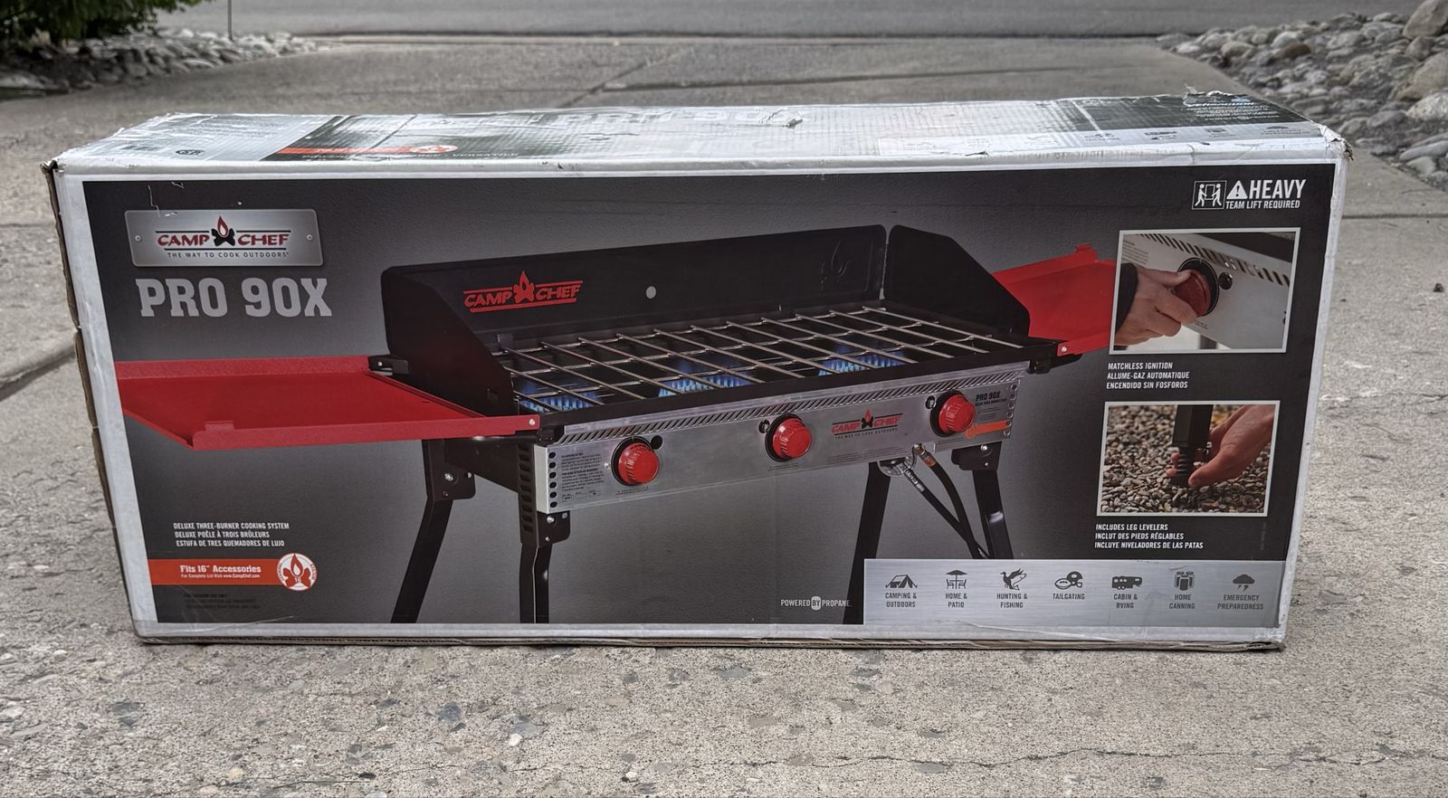 Camp Chef Pro 90X Deluxe 3-Burner Cooking System Portable Camping Stove Outdoor Grill