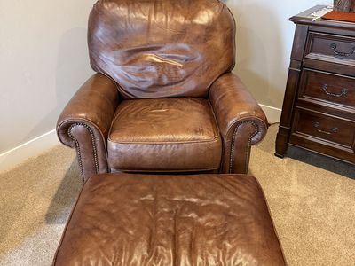 leather chair with ottoman