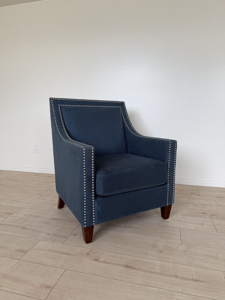 Set of 2 Blue Accent Chairs with Nailhead Trim