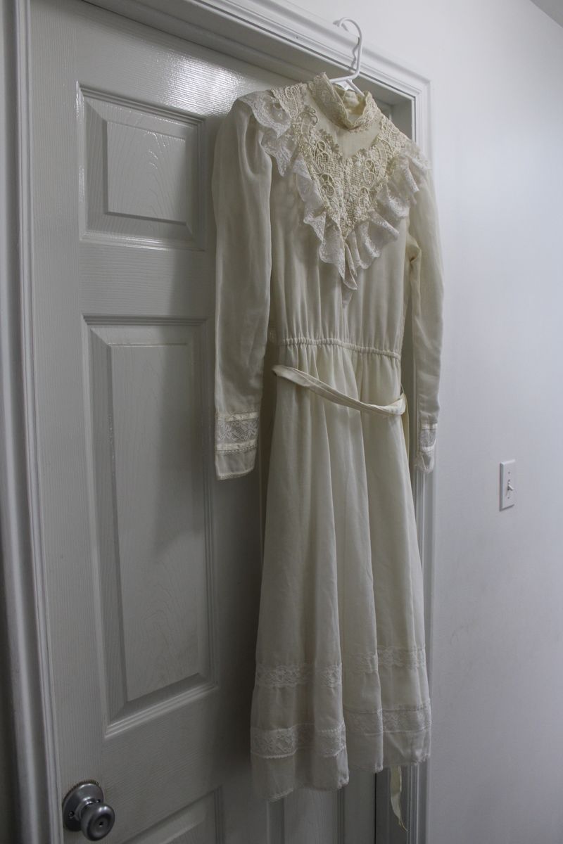Vintage Gunne Sax by Jessica San Francisco White Lace Ruffle Midi Dress - Size 7