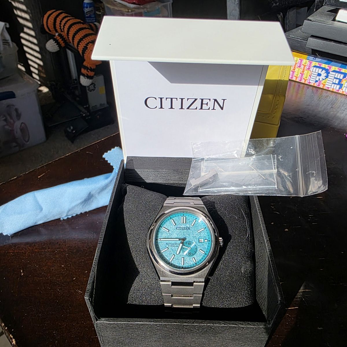 Citizen Tsuyosa Automatic Titanium Watch - Light Blue Dial with Box