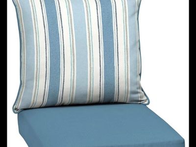 Outdoor Deep Seat Patio Chair Cushion Set - Blue & Blue Stripe (Set of 1)