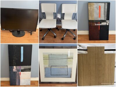 Modern Office Furnishings - Chairs, Art, Floor Mat, Computer Monitor - Great Condition