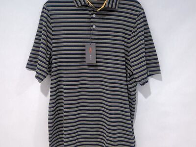 NEW KJUS Mens Golf Polo Striped Performance Large