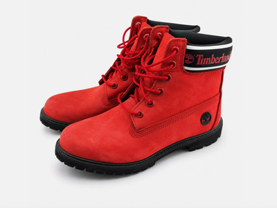 Timberland Women's Premium 6" Waterproof Boots Red Nubuck Size US 9.5 A3840 NWOB