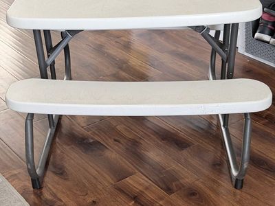 Lifetime Kids' Foldable Picnic Table with Bench - Durable Beige Plastic, Excellent Condition