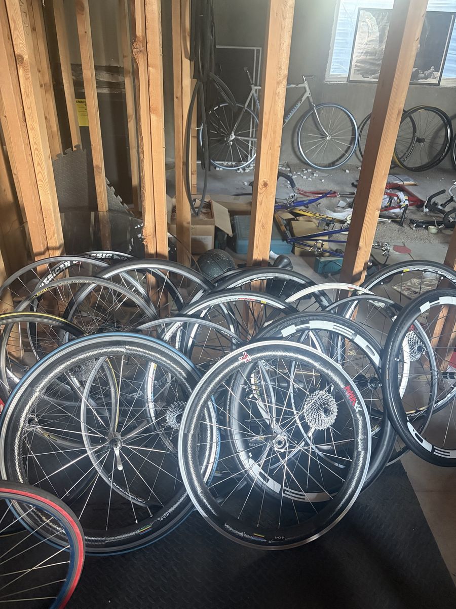 Assorted Road Bicycle Wheels - Campagnolo, Rolf, Mavic Ksyrium, Zipp 404 - 8, 10 Speed