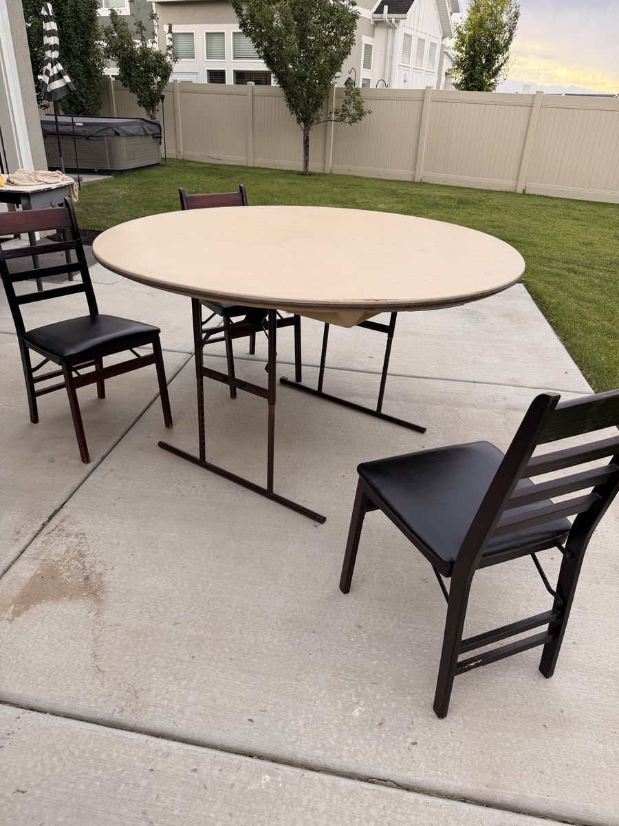 2 Large 60-inch Round Folding Table with 10 folding Chairs - Great for Events & Gatherings