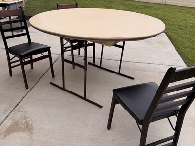 2 Large 60-inch Round Folding Table with 10 folding Chairs - Great for Events & Gatherings