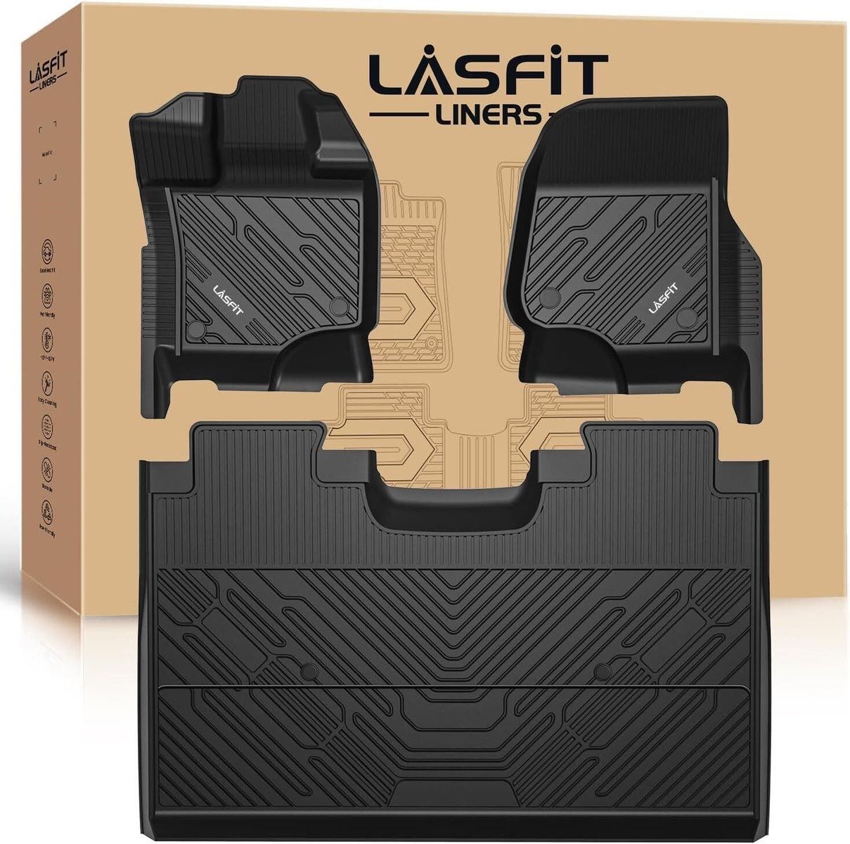 LASFIT Floor Mats for Ford F-150 3pc Black