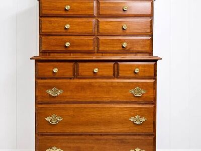 Vintage Solid Wood Tall 7 Drawer Dresser | Vintage Solid Wood Dresser | Vintage Tall Dresser