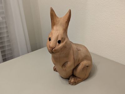 vintage sarreid ltd. wooden rabbit 1970