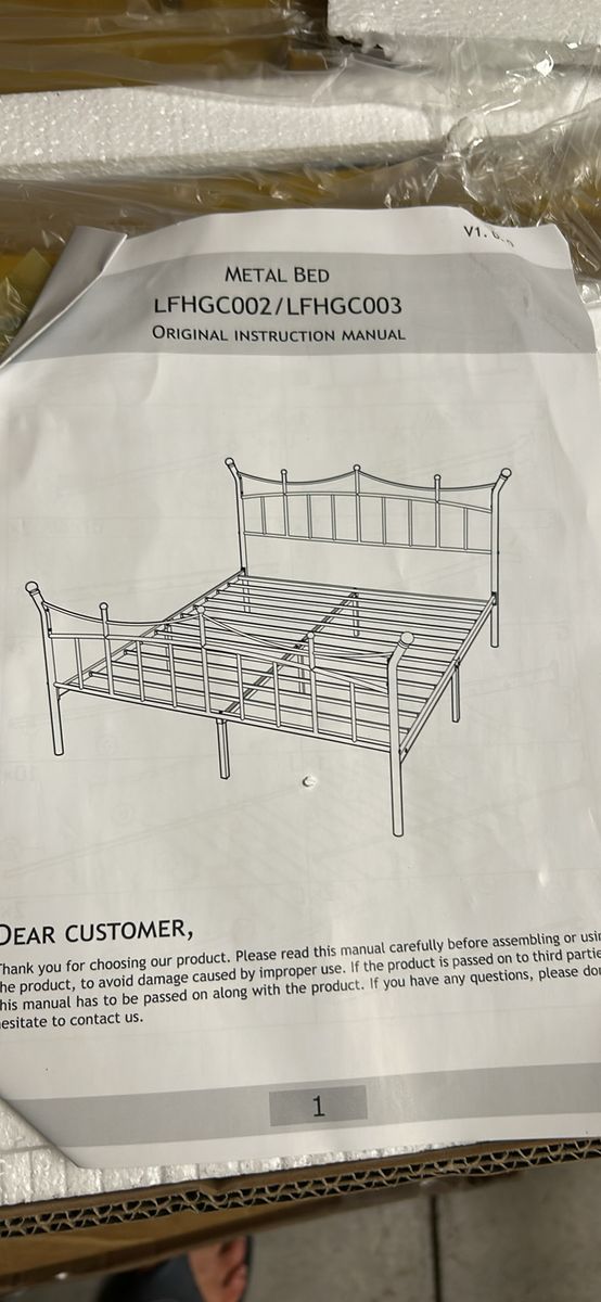 Gold Metal Bed Frame with Headboard & Footboard (Model LFHGC002/LFHGC003) Queen