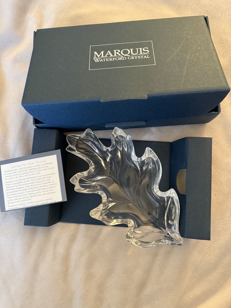 Marquis by Waterford Crystal Oak Leaf Shaped Dish with Original Box
