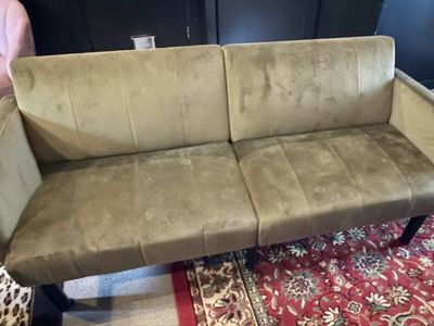 75.5” Convertible Sofa Bed Futon - Green Velvet, Modern Design