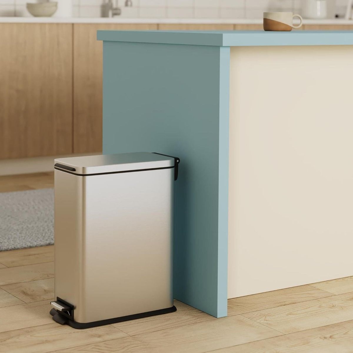 Home Zone Living 4.4 Gallon Slim Stainless Steel Trash Can 4 small dents pictured
